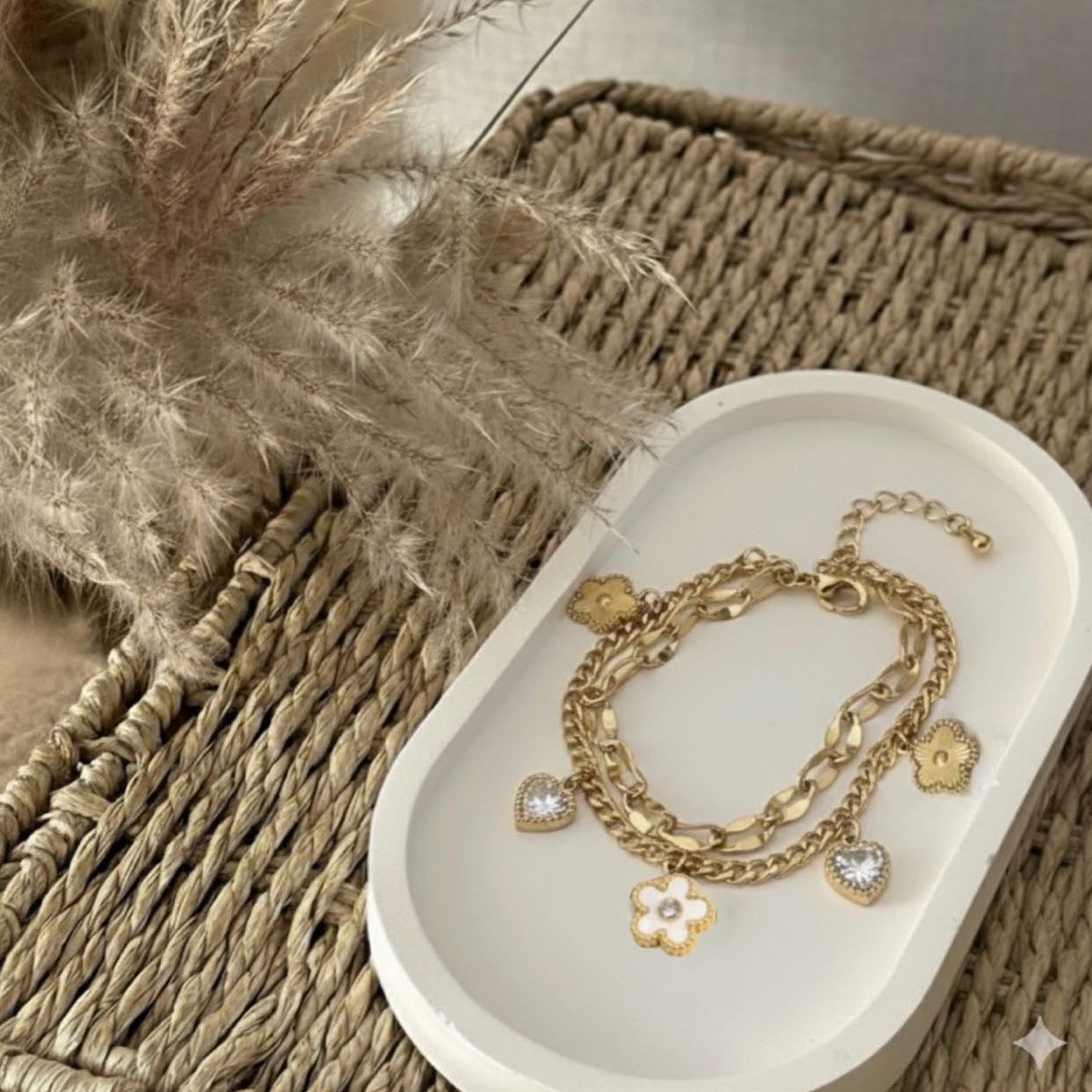 Bracelet Flora - Blanc et Doré